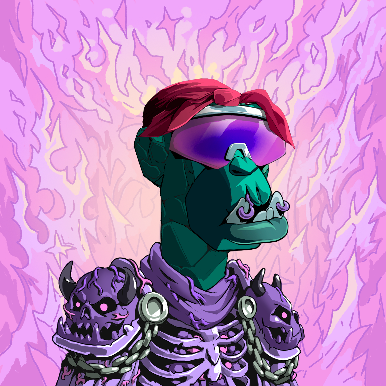PrimOrc sample — a Primate with hades bandana and skeleton armor